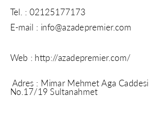 Azade Premier Hotel iletiim bilgileri